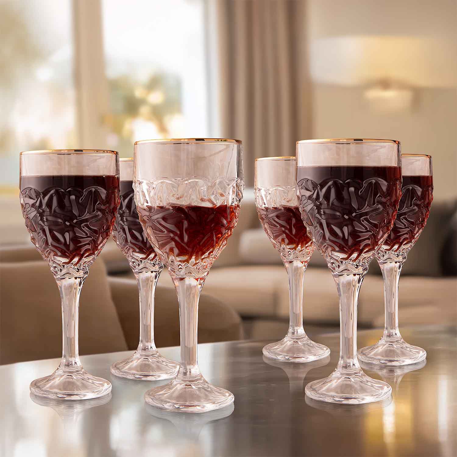 Elara Crystal Wine Goblets – Set of 6 | 270 mL