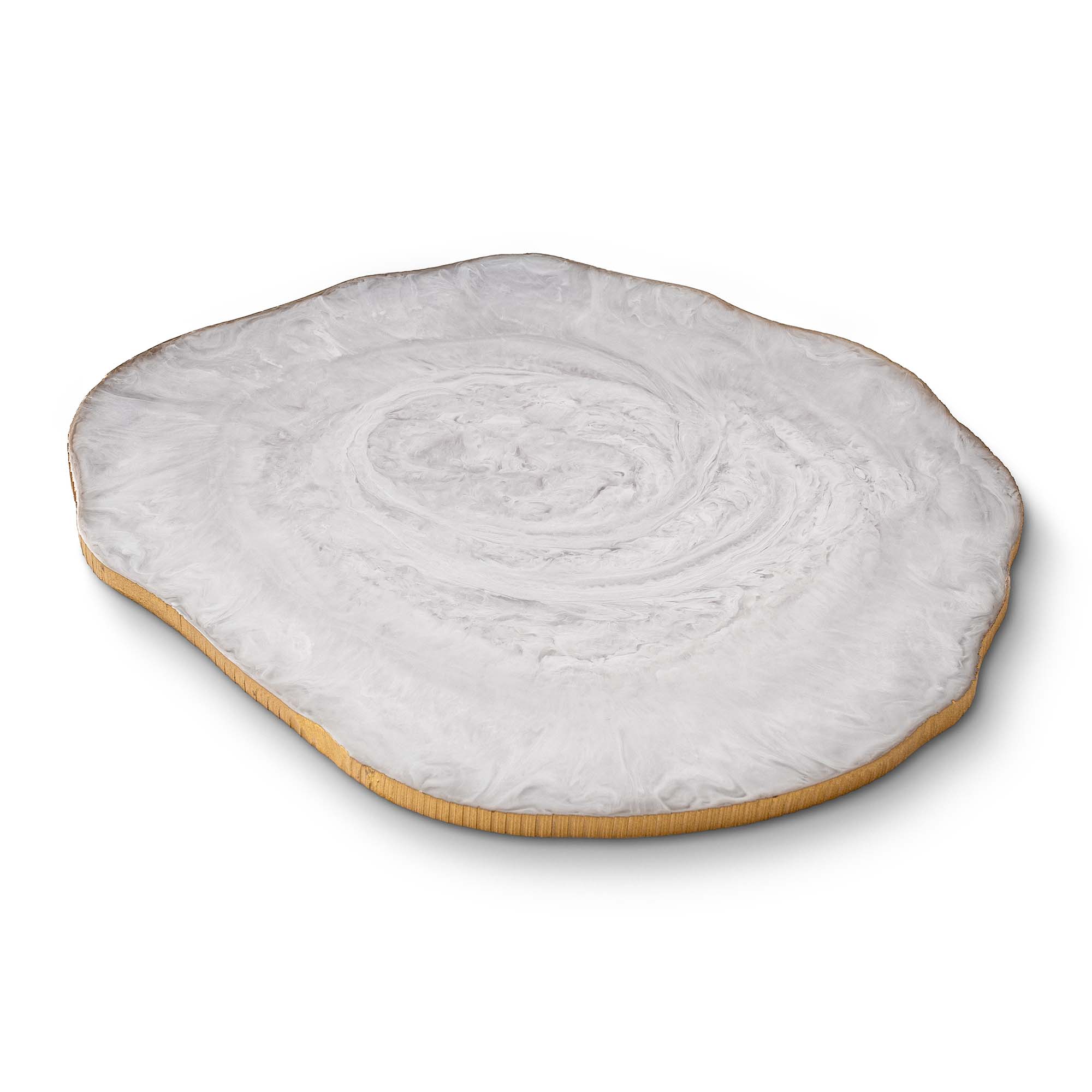 White Resin Vanity Tray with Gold Painted Rim